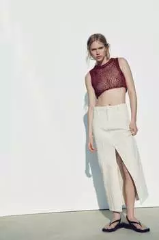 Укороченный топ крючком ZARA, бургундия