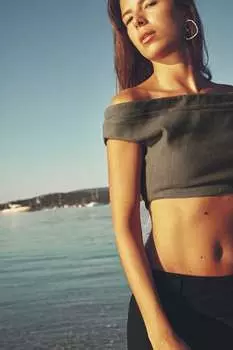 Укороченный топ льня ZARA, серый