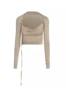 Укороченный топ Le Haut с воротником-хомутом Jacquemus, хаки
