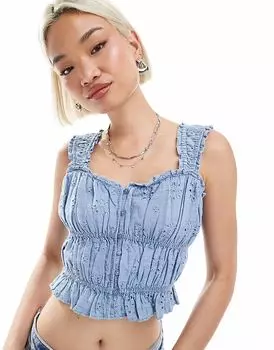 Укороченный топ Levi's с вышивкой синего цвета