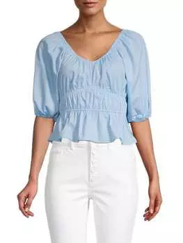 Укороченный топ Love Ady с объемными рукавами, пыльно-голубой