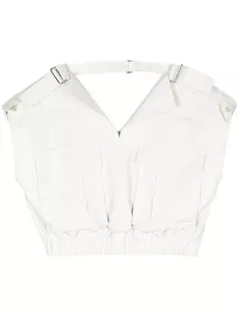 Укороченный топ LVIR с V-образным вырезом и пряжкой, серый