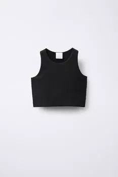 Укороченный топ на бретельках ZARA, черный