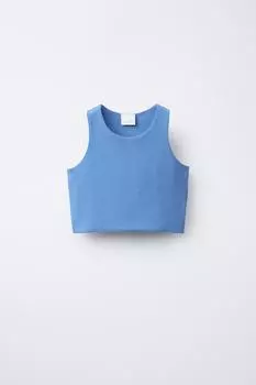 Укороченный топ на бретельках ZARA, цвет Bluish
