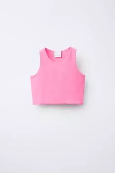 Укороченный топ на бретельках ZARA, цвет Neon pink
