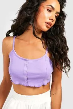 Укороченный топ на майке с деталями из салата и деталями на ременках Boohoo, сиреневый
