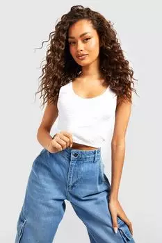 Укороченный топ на майке с овчным вырезом Boohoo, белый