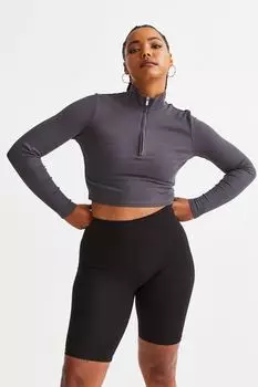 Укороченный топ на молнии H&amp;M, темно-серый