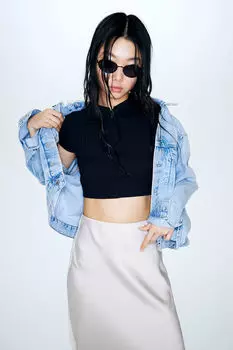 Укороченный топ на молнии H&M, черный