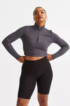 Укороченный топ на молнии H&M, серый