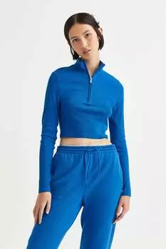 Укороченный топ на молнии H&M, синий