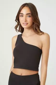 Укороченный топ на одно плечо Forever 21, черный