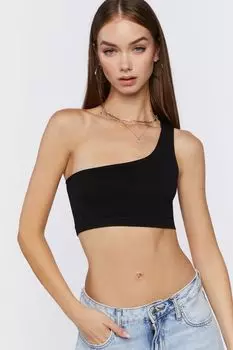 Укороченный топ на одно плечо Forever 21, черный