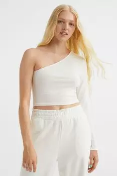 Укороченный топ на одно плечо H&amp;M, белый
