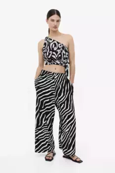 Укороченный топ на одно плечо H&M, черный