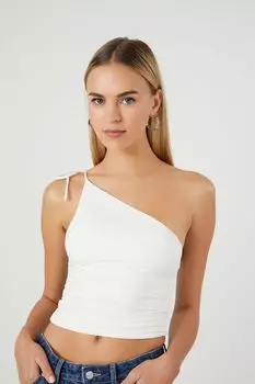 Укороченный топ на одно плечо со сборками Forever 21, белый