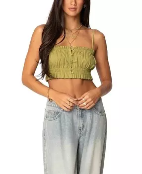 Укороченный топ на пуговицах Edikted Alda, зеленый