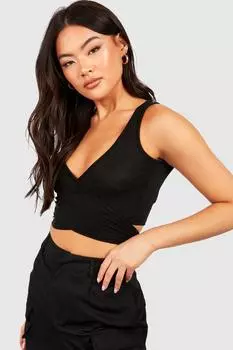 Укороченный топ на завязке на талии Boohoo, черный