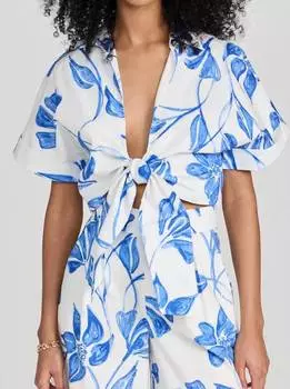 Укороченный топ Nightflower с завязкой спереди белого цвета PatBo