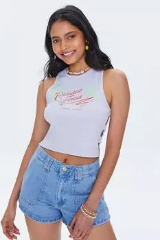 Укороченный топ Paradise Found с графическим вырезом Forever 21, лавандовый