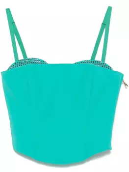 Укороченный топ Patrizia Pepe, украшенный стразами, зеленый