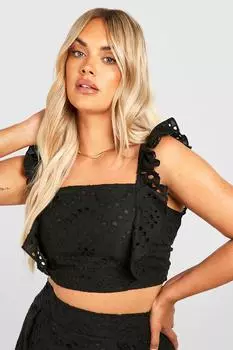 Укороченный топ plus с олесками и орбинками Boohoo, черный