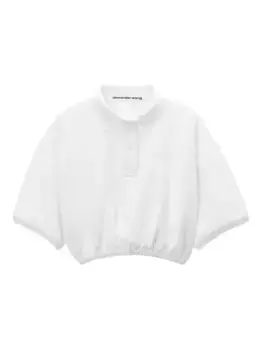 Укороченный топ-поло с эластичным подолом Alexander Wang, белый