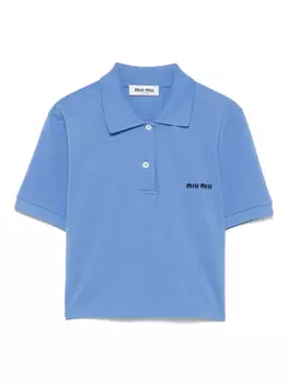 Укороченный топ-поло с логотипом Miu Miu, синий
