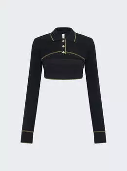 Укороченный топ-поло с застежкой-кнопкой Dion Lee, черный