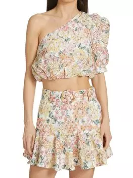 Укороченный топ Presley с люверсами и вышивкой En Saison, цвет Yellow Multi