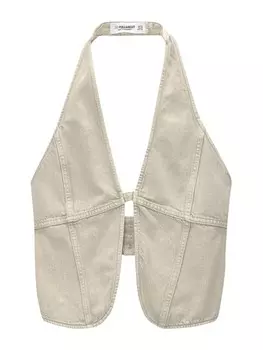 Укороченный топ Pull&Bear Top, серо-бежевый