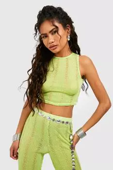 Укороченный топ racer без рукавов Boohoo, лаймовый