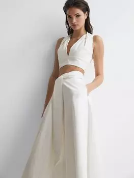 Укороченный топ Rebecca с завязкой на спине Reiss, белый