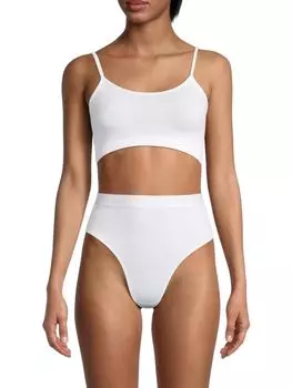 Укороченный топ ребристой вязки Balenciaga, белый