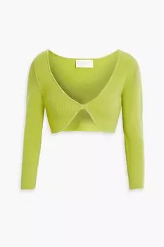 Укороченный топ ребристой вязки MICHELLE MASON, зеленый