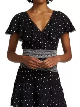 Укороченный топ reese с оборками и отделкой Alice + Olivia Black