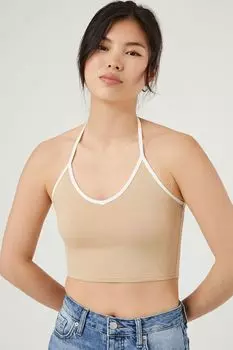 Укороченный топ Ringer с бретелькой на шее Forever 21, хаки