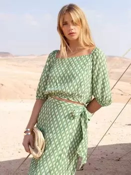 Укороченный топ Ro&Zo с бриллиантовым принтом, зеленый