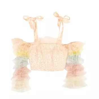 Укороченный топ Rodarte с открытыми плечами - персиковый, мультиколор