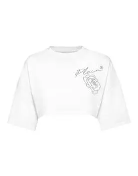Укороченный топ «Розы» PHILIPP PLEIN, белый