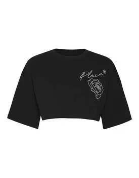 Укороченный топ «Розы» PHILIPP PLEIN, черный