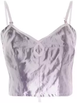 Укороченный топ с эффектом металлик MAISON MARGIELA, фиолетовый