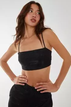 Укороченный топ с эффектом металлик Pink Vanilla, черный