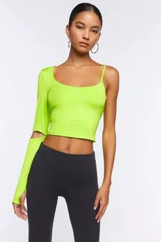 Укороченный топ с асимметричными рукавами Forever 21, зеленый