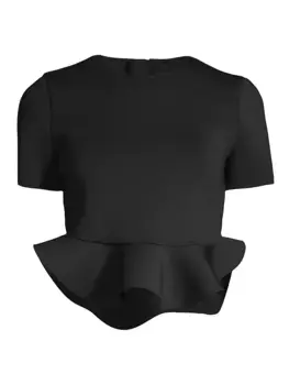 Укороченный топ с баской Cynthia Rowley, черный