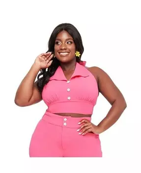 Укороченный топ с бретелькой на шее в стиле 1960-х годов больших размеров Smak Parlour, розовый