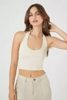 Укороченный топ с бретелькой на шее Forever 21, песочный