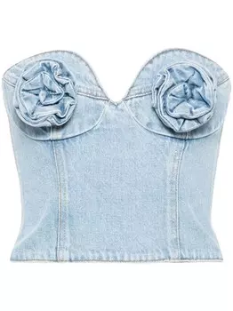 Укороченный топ с цветочной аппликацией Magda Butrym, синий