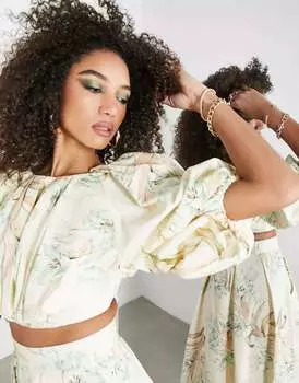 Укороченный топ с цветочным принтом ASOS с завязкой сзади