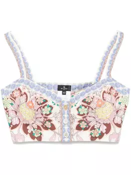 Укороченный топ с цветочным принтом ETRO, нейтральный